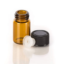 Load image into Gallery viewer, 144 Amber 5/8 Dram Glass Vials w/ Orifice Reducer Oil Dispensing Bottles, 2.3ml  Micro-Mini Bottles , Essential OIl Storage Sample Bottles