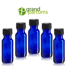 Load image into Gallery viewer, 12 PREMIUM 1/2 Oz AMBER Boston Round Essential Oil Empty Glass Bottles 15 ml (15g) with Leak-Proof Black Phenolic Caps Aromatherapy Bottles