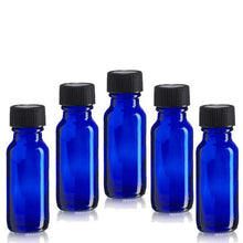 Load image into Gallery viewer, 24 PREMIUM 1/2 Oz AMBER Boston Round Essential Oil Empty Glass Bottles 15 ml (15g) with Leak-Proof Black Phenolic Caps Aromatherapy Bottles