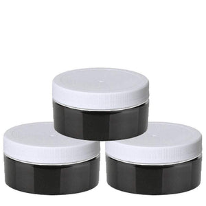10 Shiny Black Low Profile PET Plastic Empty Cosmetic Jars 2 Oz 60mL w/ Silver Black Copper Caps
