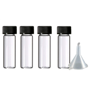 100 Glass Vials 1 DRAM Bottles SAMPLER Sample Tester 3.7 ml Empty w/ Caps 1/8 Ounce Perfume, Essential Oil, Cosmetic Bottles w/ Free Funnel