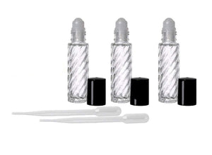 12 CLEAR 10ml Roller Bottles Roll-On Bottles with Steel Inserts for Essential Oil, Perfume, Aromatherapy, Lip Gloss,Cologne,Carrier Oil, Lip Gloss Bottles