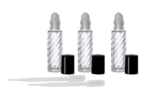 24 CLEAR Rollerball Bottles 10mL, w/ Matte Silver Caps Stainless Steel Rollers Roll-On Essential Oil, Perfume Aromatherapy Lip Gloss Bottles