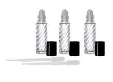 Load image into Gallery viewer, 12 CLEAR Swirled Fancy Rollerball Bottles 4mL, Roll-On Bottles for Essential Oil, Perfume,