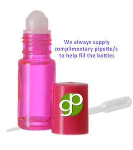 SALE Empty 4mL PINK Glass Roll-on Refillable Rollon Bottles Roller Bottles - Red,Yellow,White,Clear,Green Safe for Essential Oil & Lip Gloss
