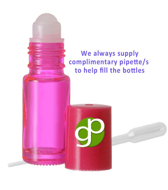 SALE Empty 4mL PINK Glass Roll-on Refillable Rollon Bottles Roller Bottles - Red,Yellow,White,Clear,Green Safe for Essential Oil & Lip Gloss