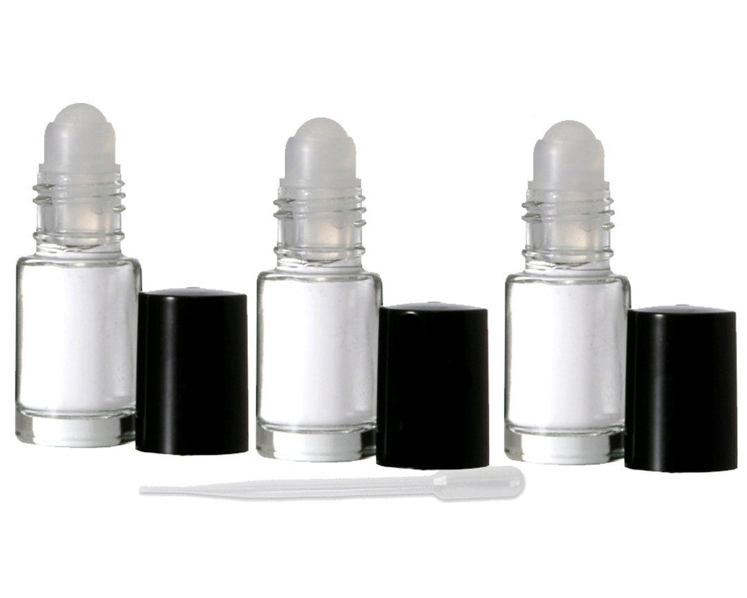 144 CLEAR Plain Glass Rollerball Bottles 4mL, Roll-On Bottles - Essential Oil, Perfume, Aromatherapy, Lip Gloss,Cologne, Dram Bottles