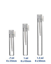 Load image into Gallery viewer, 100 Long - 1.5 ml GLASS PERFUME VIALS for Sampling Fragrance - Perfume Sample Vials  Sampling Vials
