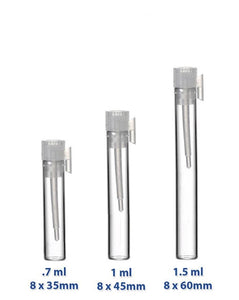 100 Long - 1.5 ml GLASS PERFUME VIALS for Sampling Fragrance - Perfume Sample Vials  Sampling Vials