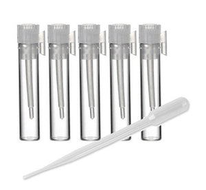 100 Long - 1.5 ml GLASS PERFUME VIALS for Sampling Fragrance - Perfume Sample Vials  Sampling Vials