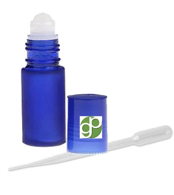 12 Empty Blue Frosted Essential Oil 5mL Dram Glass Roll-on Refillable Rollon Bottles Roller Bottles -  for Essential Oil & Lip Gloss
