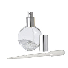 Load image into Gallery viewer, 15ml Round Sphere GLASS PERFUME ATOMIZER  w/ Gold , Black, Silver or Matte Silver Cap 1/2 Oz