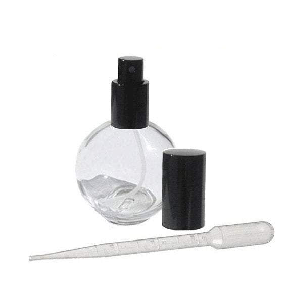 15ml Round Sphere GLASS PERFUME ATOMIZER  w/ Gold , Black, Silver or Matte Silver Cap 1/2 Oz