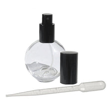 Load image into Gallery viewer, 2.65 Oz Round Sphere GLASS PERFUME ATOMIZER w/ Gold , Black, Silver, Matte Silver Cap 80ml
