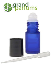 Load image into Gallery viewer, Glass Roll-on Refillable Rollon Bottles 3-12 Empty 4mL BLUE FROSTED Roller BALL Dram Bottles- with Black Cap Real Blue Glass, not Painted