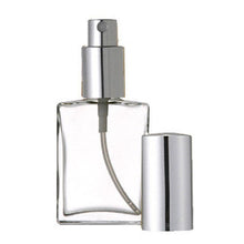 Load image into Gallery viewer, 1 PERFUME ATOMIZER Empty GLASS Spray Bottles Flat Rectangle Shape 1 Oz or 2 Oz Silver Gold  30ml, 60ml