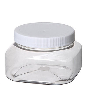 8 Oz Empty Plastic Cosmetic Containers CLEAR PET JARS Containers with White Lid & Liner, Lotions, Cosmetics, Beads, Scrubs, Square Per Jar