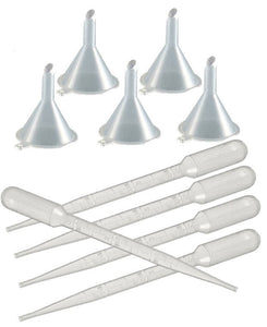 2 funnels and 6 pipettes, graduated transfer pipettes/ droppers for perfume, essential ois rollon bottles, atomizer bottles