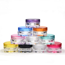 Load image into Gallery viewer, 50 Assorted Colors 5g Jars 5 gram + Free Spatula/Spoons Mini Travel Sample Cream Solid Perfume Make-Up Cosmetic Party Favor 5ml Great Colors