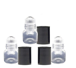 12 Mini 1 ml Clear Glass Roll on Bottles, Vials w/ Stainless Steel Roller Balls for Perfume, Essential Oil, Serum, Samples Roll-on 1/4 DRAM