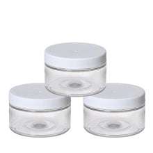 Load image into Gallery viewer, Clear Low Profile PET Plastic Empty Cosmetic Jars &amp; Spoons 4 Oz 120mL w/ Silver, Black, Copper, White, Caps Sugar Scrub, Salts, Conditioner