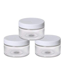 Load image into Gallery viewer, 6 Clear Low Profile PET Plastic Empty Cosmetic Jars &amp; Spoons 4 Oz 120mL Silver, Black, Copper, White, Caps Sugar Scrub, Salts, Conditioner