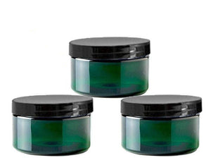 Dark Emerald Green Low Profile PET Plastic Empty Cosmetic Jars 4 Oz 120mL w/ Silver Black Copper Caps Cremes Sugar Scrub, Bath Salt, Cream