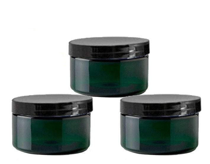 20 Emerald Green Low Profile PET Plastic Empty Cosmetic Jars 4 Oz 120mL Choose Cap Color Salt Scrub, Bath Salts, Body Cream Hair Conditioner