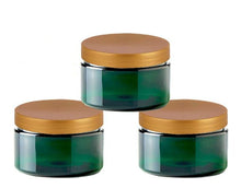 Load image into Gallery viewer, 20 Emerald Green Low Profile PET Plastic Empty Cosmetic Jars 4 Oz 120mL Choose Cap Color Salt Scrub, Bath Salts, Body Cream Hair Conditioner