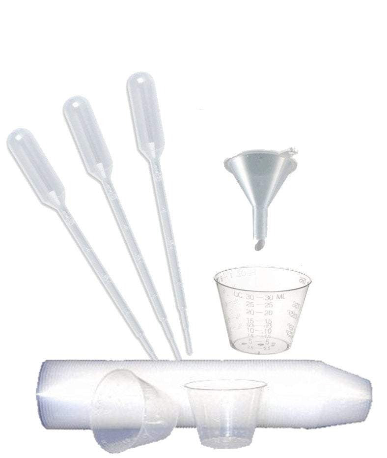 12 Disposable 1ml  Pipettes Plastic, PVC Graduated Transfer Dropper + 1 Mini Funnel, Measuring Cup Essential Oil DIY Measuring Dispenser