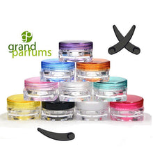 Load image into Gallery viewer, 20 Assorted Colors 3g Jars 3 gram + Free Spatula/ Spoons Mini Travel Sample Cream Solid Perfume, Make-Up, Cosmetic Party Favor Great Colors