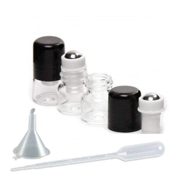 6 Empty 1mL Mini Glass Metal Roller Ball Bottles Rollerball Bottles Glass Roll-on Refillable Rollon 1/4 Dram INTRO SALE- Essential Oil Safe