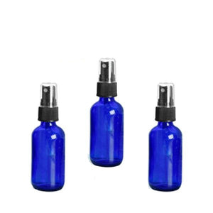 12 Premium COBALT BLUE (1 Oz.) Blue Spray Bottles GLASS w/ Black Fine Mist Sprayer 1 Ounce 30ml Boston Round Bottles (Spray Caps) Atomizer
