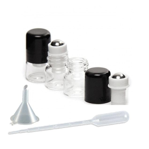 10 Mini 1 ml Clear Glass Roll on Bottles, Vials w/ Stainless Steel Roller Balls for Perfume, Essential Oil, Serum, Samples Roll-on 1/4 DRAM