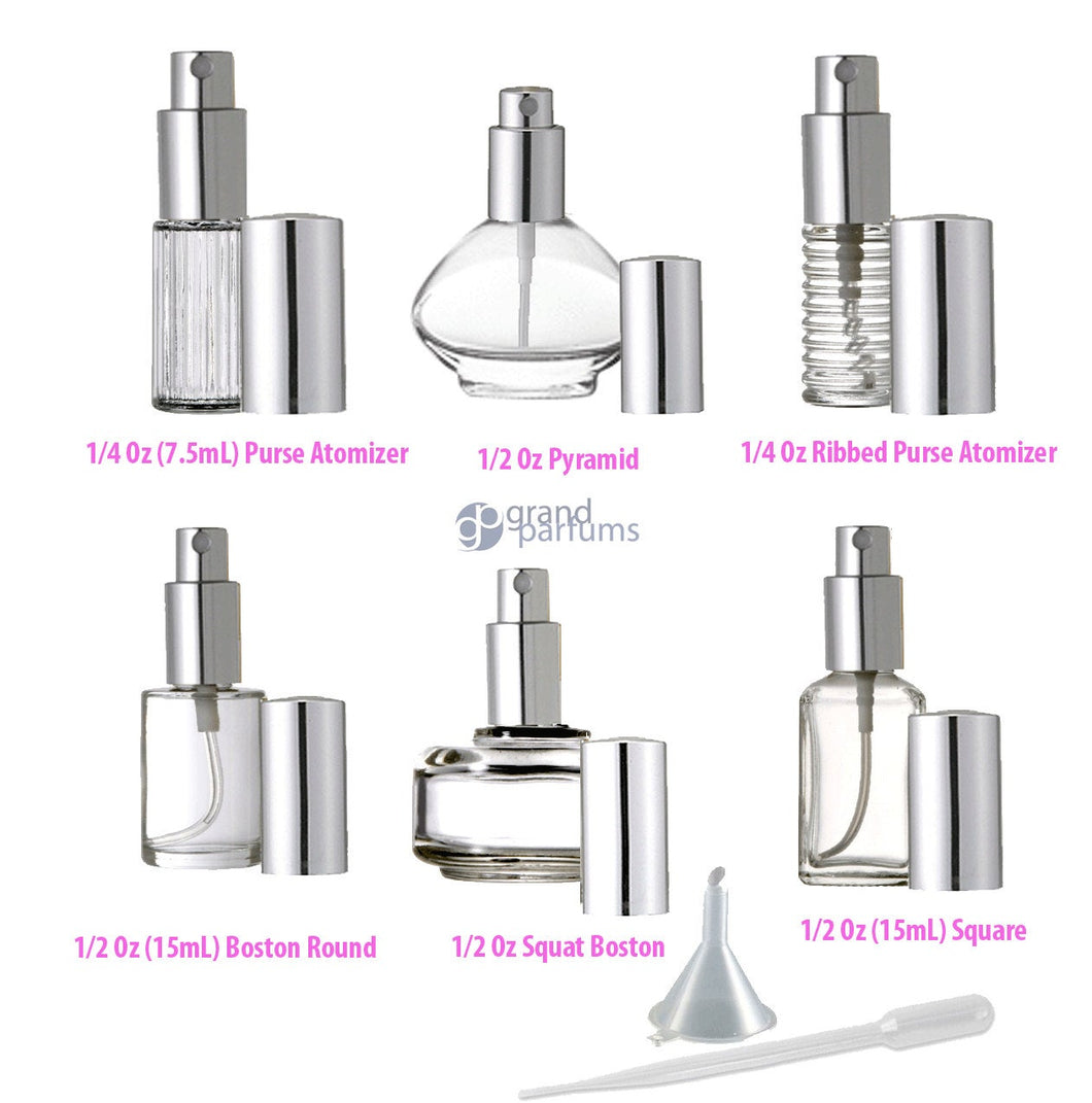 Perfume Atomizer Bottles EMPTY REFILLABLE Wedding, Party Favor 1/4- 1/2 Oz Fine Mist Spray Perfume Cologne, Oil Blends Gold or Silver