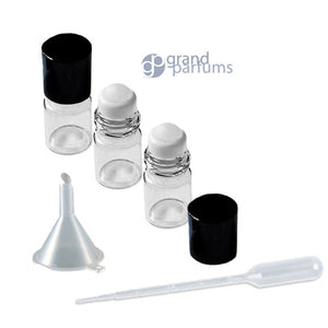 12 Mini 1.5 ml Clear Glass Roll on Bottles, Vials w/ Glass Roller Balls for Perfume, Essential Oil, Serum, Samples Roll-on 2/5 DRAM