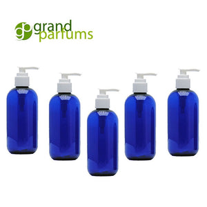 6 Premium COBALT BLUE (4 Oz.) Blue Plastic Lotion Pump Bottles  Boston Round Bottles Shampoo, Body Cream, Conditioner