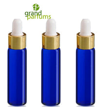 Load image into Gallery viewer, 6 -1 Elegant DRAM Clear Glass Pipette Dropper Vials Gold or Silver Caps 3.7ml Serum Essential Oil, Aromatherapy Bottle Medicine Bulb Dropper