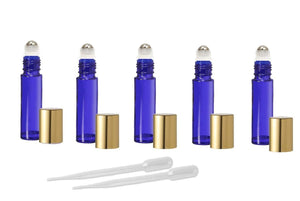 12 Red 10ml Empty Glass Roll On Bottles STAINLESS STEEL ROLLERS  Gold Caps Essential Oil Perfume Pink Clear Blue Yellow Red Green Purple