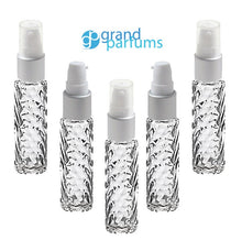 Load image into Gallery viewer, 3 Fine Mist Atomizer 1/3 Oz (10ml) Spray Bottles Pink Glass w/ Matte Silver Caps Perfumes Essential Oil Blends Private Label Cosmetic DIY