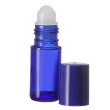Load image into Gallery viewer, 3 Jumbo Cobalt Blue 1 Oz  30mL Glass Rollerball Bottles Roll-On Bottles Storage Essential Oil Perfume, Aromatherapy, Cologne, Roller Ball