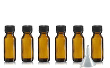 Load image into Gallery viewer, 12 PREMIUM 1/2 Oz Cobalt BLUE Boston Round Essential Oil Empty Glass Bottles 15 ml (15g) Leak-Proof Black Phenolic Caps Aromatherapy Bottles