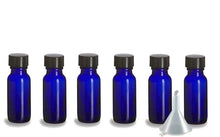 Load image into Gallery viewer, 24 PREMIUM 1/2 Oz AMBER Boston Round Essential Oil Empty Glass Bottles 15 ml (15g) with Leak-Proof Black Phenolic Caps Aromatherapy Bottles