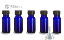 Load image into Gallery viewer, 6 PREMIUM 1 Oz Amber Boston Round Essential Oil Empty Glass Bottles 30 ml (30g) with Leak-Proof Black Phenolic Caps Aromatherapy Bottles