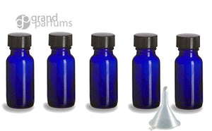 6 PREMIUM 1 Oz Amber Boston Round Essential Oil Empty Glass Bottles 30 ml (30g) with Leak-Proof Black Phenolic Caps Aromatherapy Bottles
