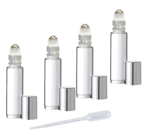 144 CLEAR Dram Size DELUXE Swirled Rollerball Bottles Metal Steel or Glass Rollers Gold or Silver Metallic Caps 1/6 Oz Roll-On Essential Oil