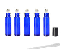 Load image into Gallery viewer, 144 SOLID Cobalt Blue PREMIUM Roll On Bottles Metal STAINLESS Steel Roller Balls 10ml Essential Oil, Perfume Roller Ball 1/3 Oz. Not Painted