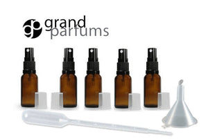 6 Amber 10mL Essential Oil Mini Glass Spray Bottles 1/3 Oz Fine Mist Atomizers Aromatherapy, Travel Bug Repellant, Freshener, Floral Water