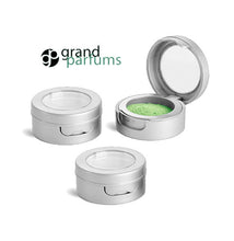 Load image into Gallery viewer, UPSCALE Silver PREMIUM 3 Gram Lip Balm Container 3ml Cosmetics Jar 3cc 3ml Hinged Lid and Clear Window for Mineral Makeup, Stash Box  Beads