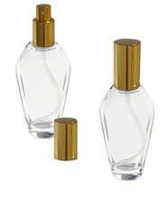 Load image into Gallery viewer, 3.4 Oz 100ml Square Rectangular Shaped Glass Atomizer Spray Bottles Mist Gold or Silver Spray Cap FREE Pipette, Refillable perfume bottles